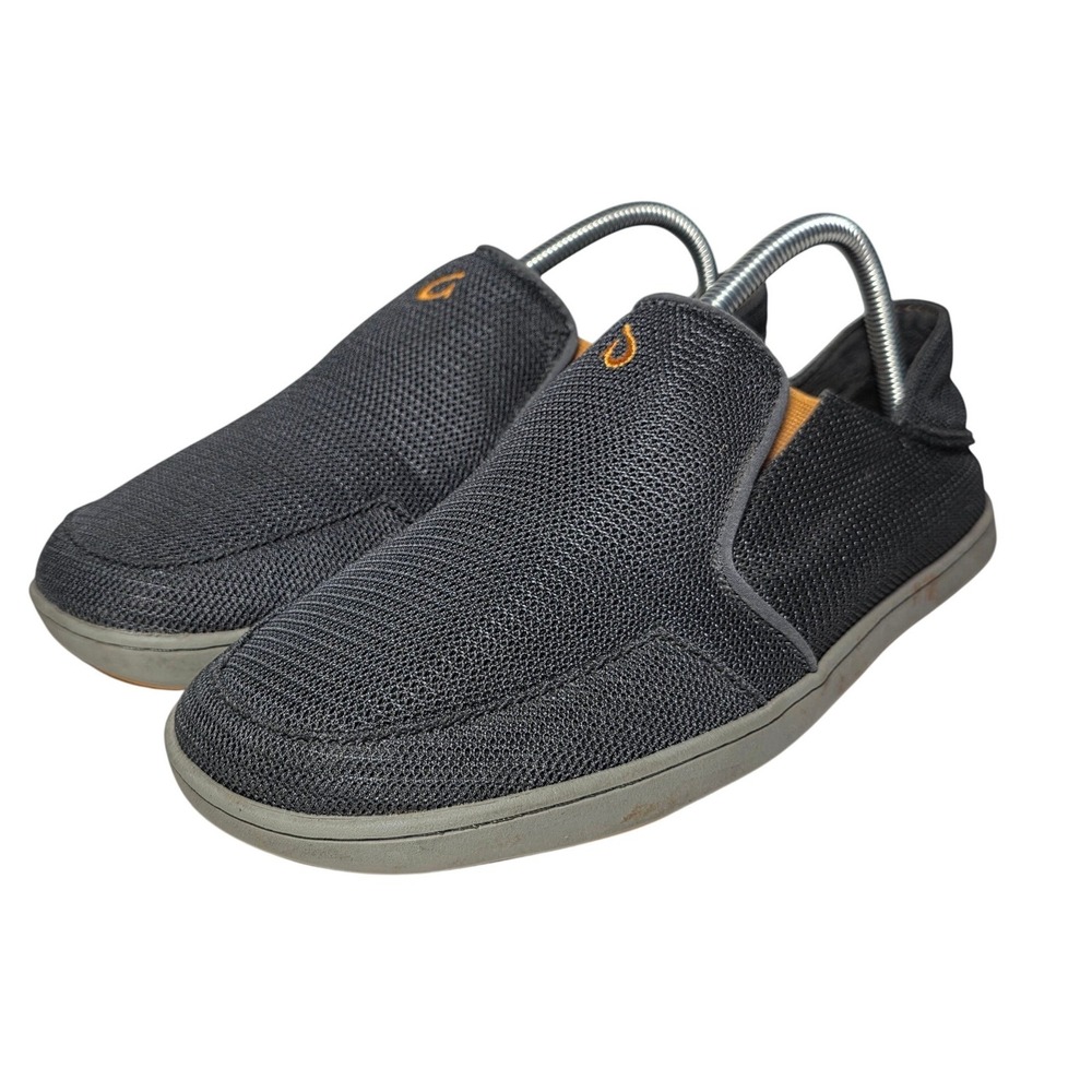 OluKai Nohea Mesh Charcoal Gray Orange Slip On Loafers Mens 10188-4040 Sz 8